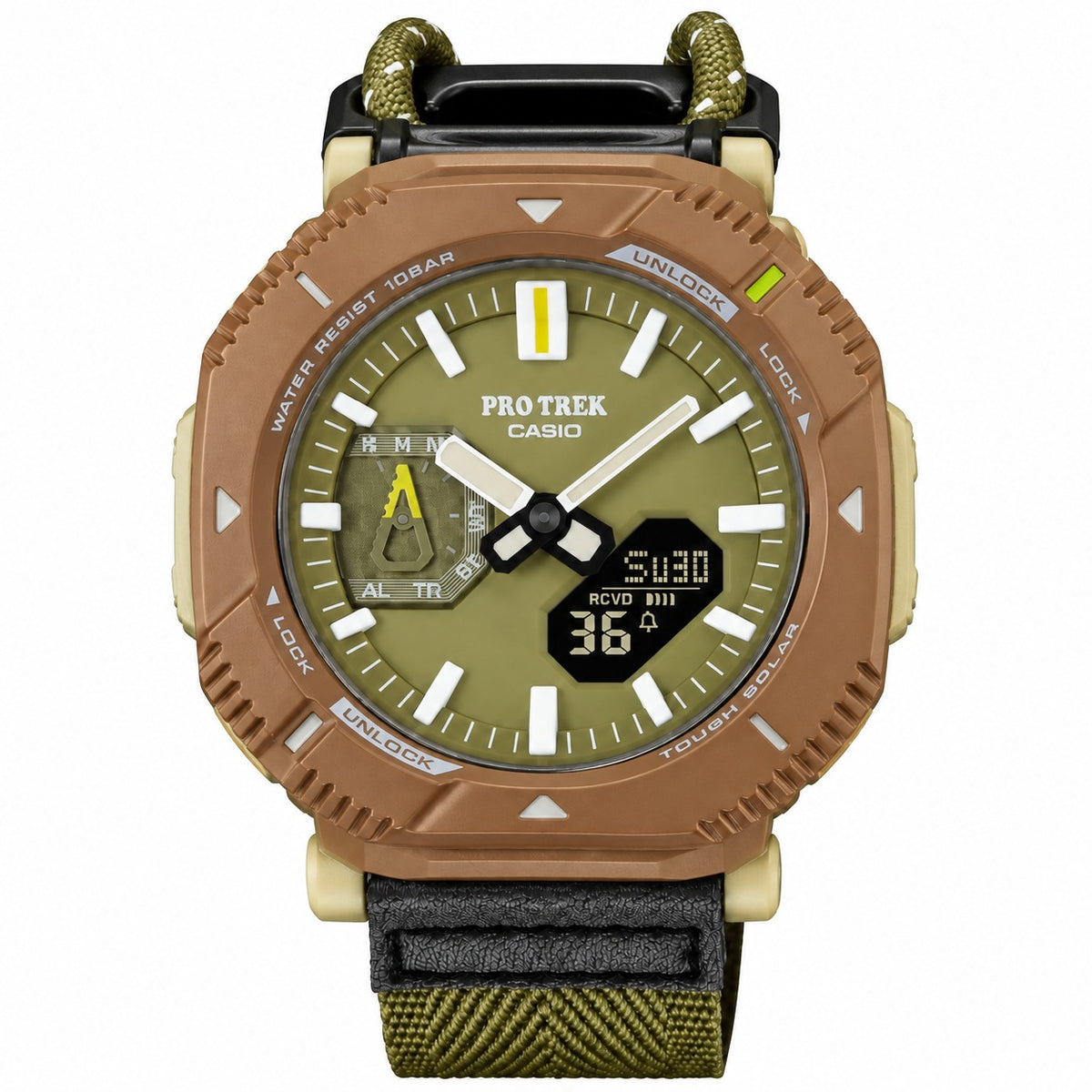 CASIO PRO TREK Olive Green & Brown