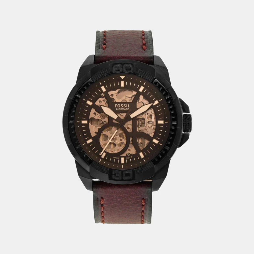 Bronson Men Automatic Black Dial Analog Leather Watch ME3219